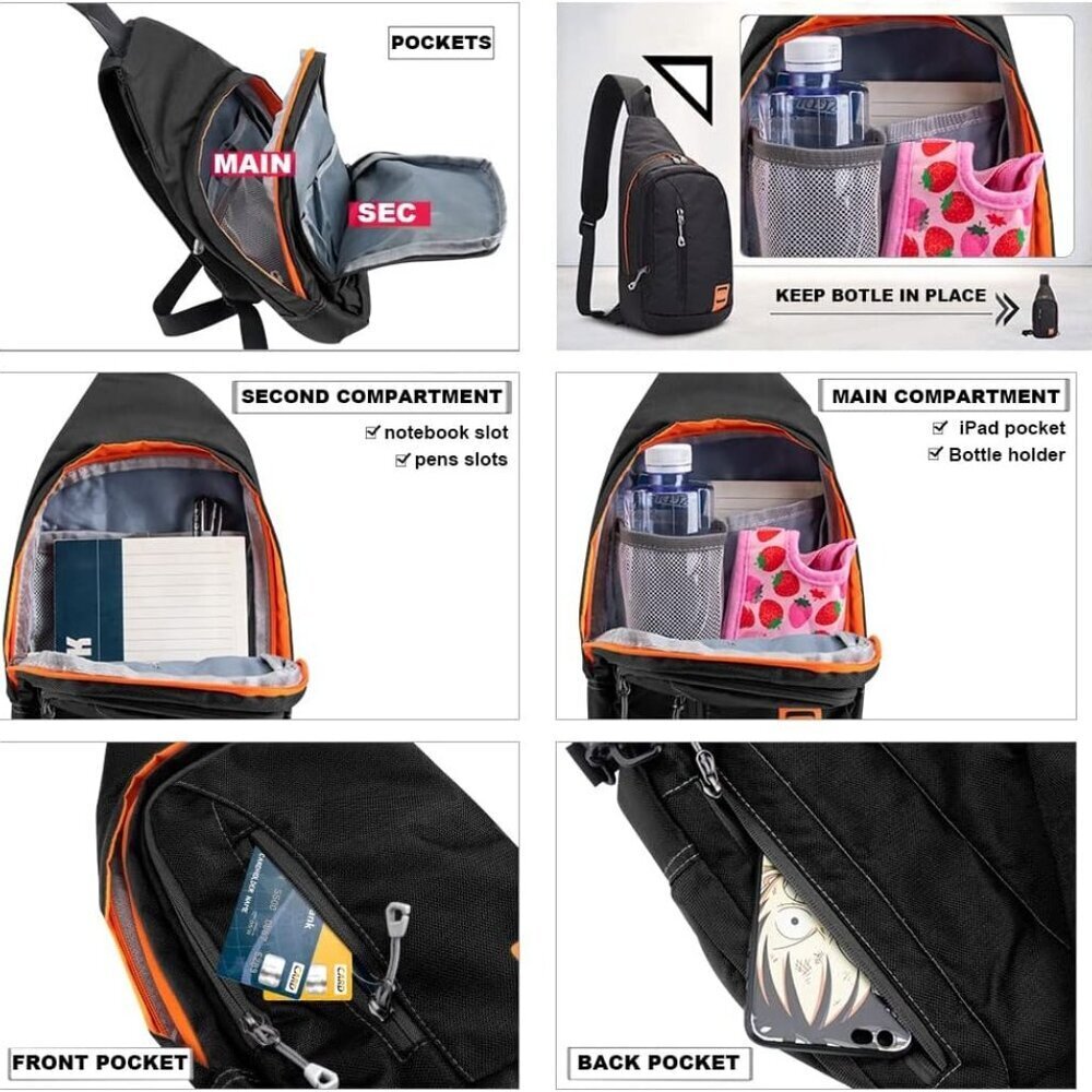 Small Waterproof Nylon Sling Backpack Unisex Cros… - image 3